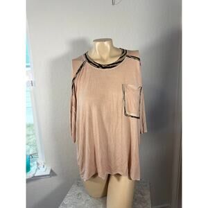 NWOT POL Blush Pink Hi Low Pocket Top Rayon Blend Large